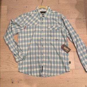 NWT Howler Bros Men’s Matagorda Long Sleeve Landon Plaid Summer Sky